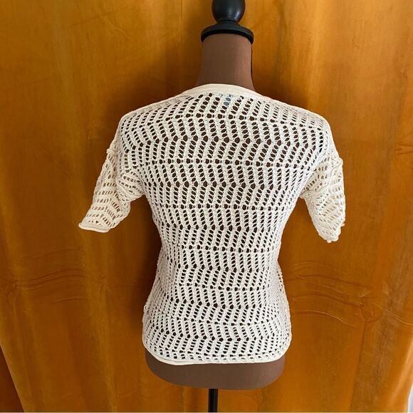 James Perse Ivory Wool & Cashmere Open Knit Sweater - Picture 4 of 7